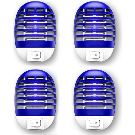 Lot de 4 lampes anti-moustiques UV électriques, répulsif anti-mouches d'intérieur avec veilleuse (1/5)