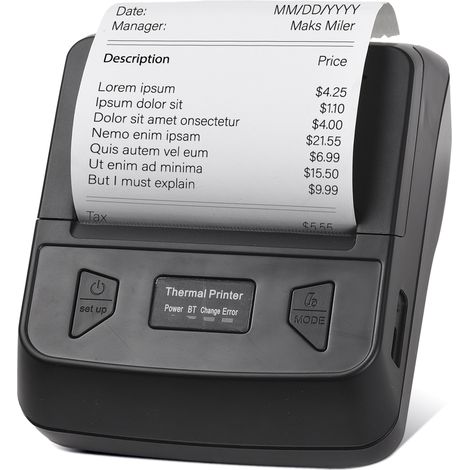 Imprimante Thermique Mobile Bisofice PT390TS pour Receipt et Labels 80mm avec OLED, Bluetooth et Batterie 2500mAh (1/5)