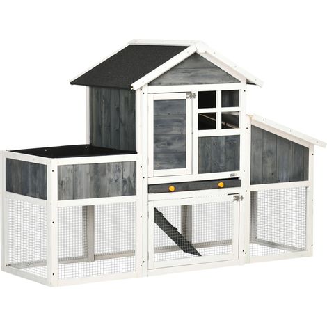 Pollaio Gabbia per Galline da Esterno 161,5x62,5x115 cm in Legno Grigio (1/5)