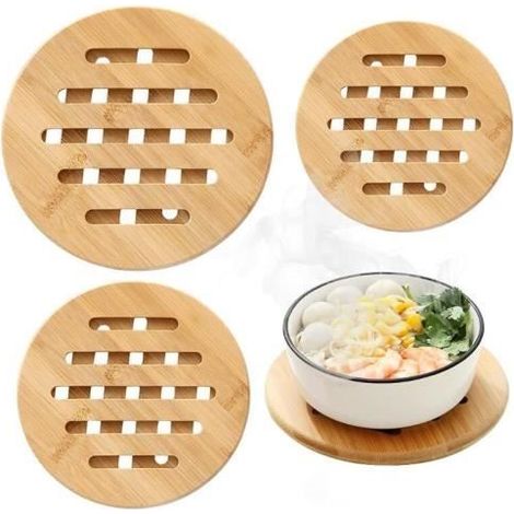 Dessous de Plats, Dessous de Plat en Bambou Naturel, Dessous de Plateaux en Bambou, Set de Table Bambou, Dessous Plat Résistant - fy (1/4)