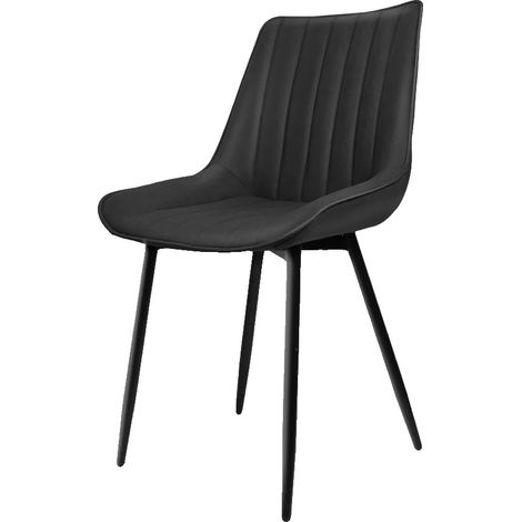 Silla de comedor, diseño ergonómico, estructura metálica resistente, color negro. (1/2)