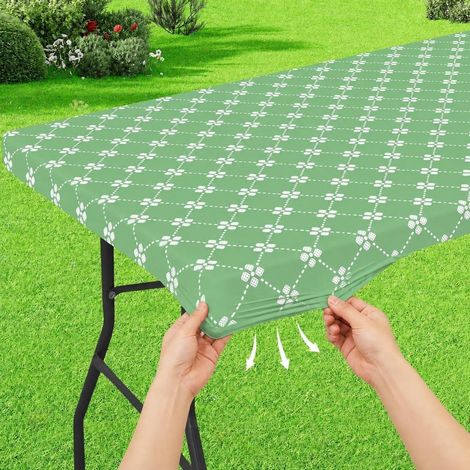 Abwaschbare Tischdecke mit Gummizug, rechteckig, wasserdicht, Salbeigrün 75x120cm