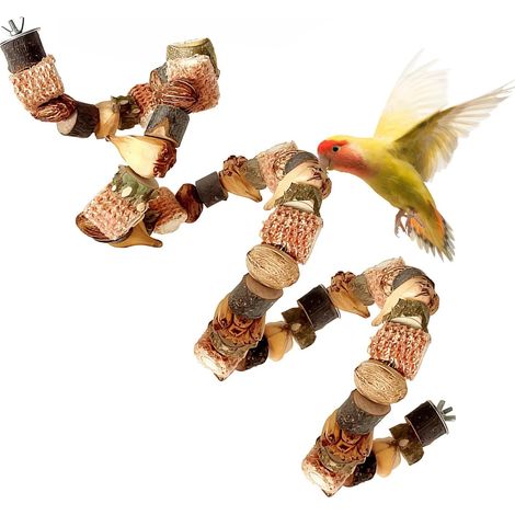 Perchoirs à Oiseaux, Oiseaux Perchoir Suspendu pour Perroquet Cage à Perroquet Perchoir Naturel en Bois Pour Oiseaux, Renforcée avec fil Malléable (80 cm) (1/5)