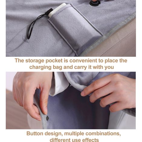Couverture chauffante électrique portable USB avec fonction minuterie et 3 niveaux de réglage (1/5)