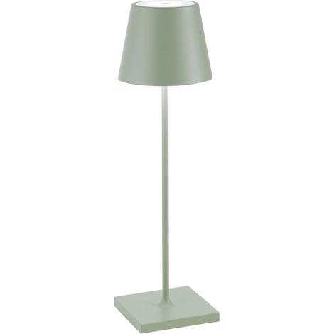 Zafferano Lampada a led da tavolo Poldina Pro Verde Salvia ricaricabile e dimmerabile con batteria fino a 12 ore. Da uso esterno IP65 (1/3)