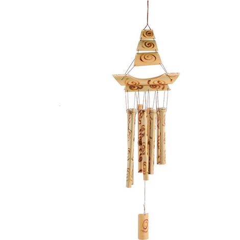 Carillons éoliens en bambou pour l'extérieur, carillons éoliens commémoratifs faits à la main avec un grand ton profond pour la décoration de la maison du jardin du patio (1/5)
