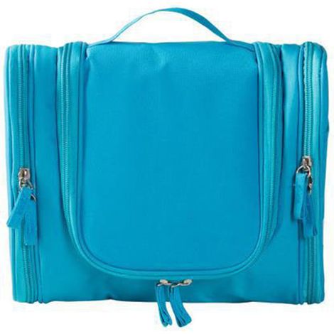 Trousse de toilette suspendue grande capacité, coloris bleu, rangement de voyage (1/5)
