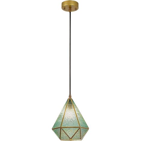 Suspension NORAH E14 1x max.40W métal doré, verre bleu H: 120cm Ø21cm dimmable (1/5)