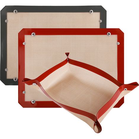 2 Stück 30 x 40 cm Silikon-Backmatte mit Schnalle – Eckclip – auslaufsicher – als flaches Backblech verwendbar – 30 x 40 cm – 2 Stück (1/5)