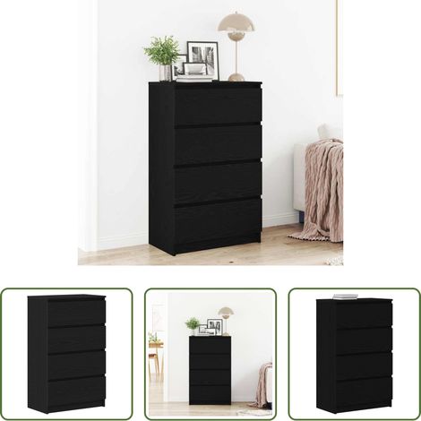Holzwerkstoff - Sideboard Schwarz Eichen-Optik 60x35x98,5 cm Holzwerkstoff (1/5)