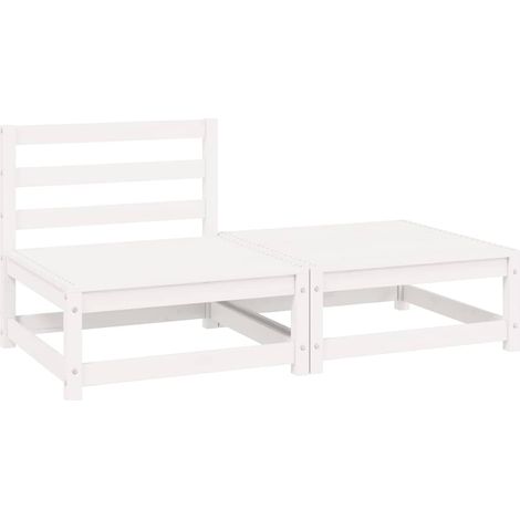 Set Divani da Giardino 2 pz Salotto da Giardino Bianchi in Legno Massello di Pino (1/5)