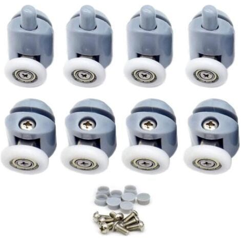 Roulette Porte Coulissante,Roulette Porte Coulissante Douche 23mm Galets de Porte de Douche Roulettes Cabine de Douche pour Salle de Bain 8 Pcs (4 en Haut et 4 en Bas) (1/4)