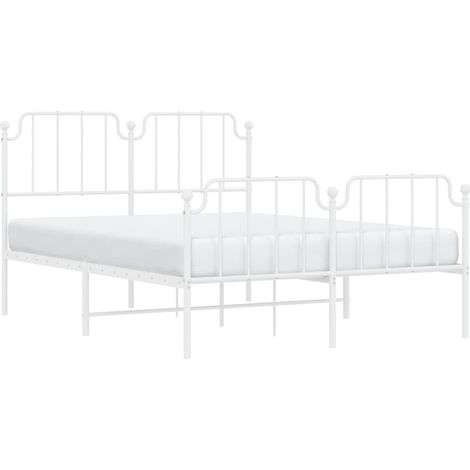 vidaXL Cadre de lit métal sans matelas et pied de lit blanc 140x190 cm (1/5)