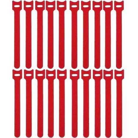 20 pièces de bandes velcro bleues 12x150 mm, doubles faces non adhésives en nylon réutilisables, attaches ajustables pour câbles et organisation des fils (1/5)