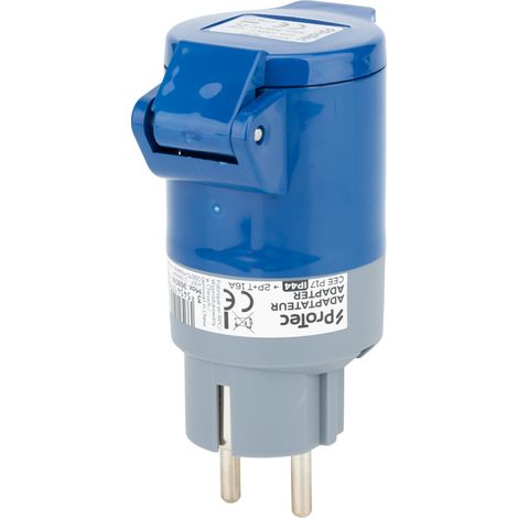 Adaptateur électrique femelle CEE P17 vers mâle 16A – Prise 2P+T – Indice de protection IP44 – Installation à câbler