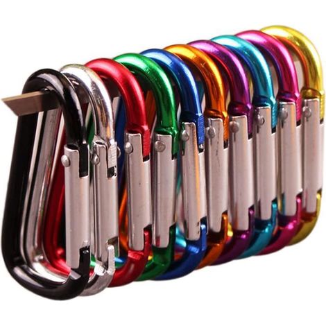 18 pieces of multi-colored D-shaped aluminum carabiner keychains suitable for outdoor camping trips/tent/camping/family/RV/fishing/hiking and keyrings (1/4)