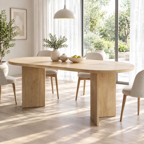 Esstisch 160 x 80 cm aus MDF in Eichenoptik, für 6–8 Personen, abgerundete Ecken (1/5)