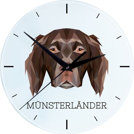Münsterländer - reloj de pared geométrico con foto e inscripción de Art-Dog (1/4)