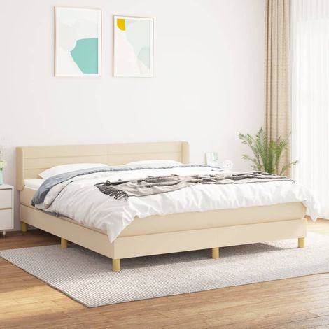 Boxspringbett mit Matratze Creme 180x200 cm Stoff vidaXL (1/5)