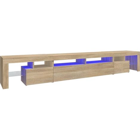 Mobile TV multimediale scaffale per televisione televisione buffet sala da pranzo soggiorno camera da letto con luci a LED rovere Sonoma 260 x 36,5 x 40 cm marrone 020026775