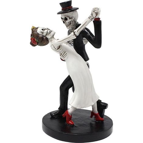 Figurine Skeleton Danse - Couple Marié - Sculpture Résine Jour Des Morts - Décoration Intérieure Extérieure - Lot de 1 (1/5)