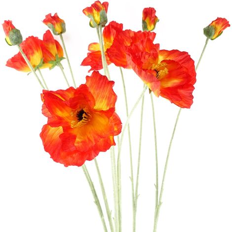 Pack of 6 x 100cm Artificial Poppy Stem - 2 Flowers (1/5)