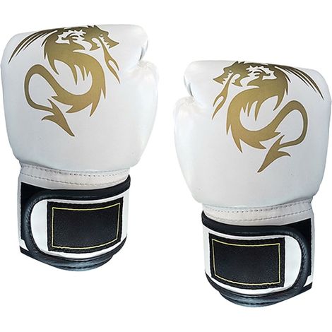 Gants de boxe enfant en cuir respirant, protection optimale, taille unique, blanc – Équipement d’entraînement pour jeunes boxeurs, paire de gants de combat, universel, coloris blanc. (1/5)