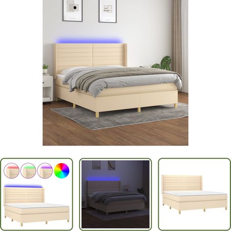 Matratze -  Boxspringbett mit Matratze & LED Creme 180x200 cm Stoff (1/5)