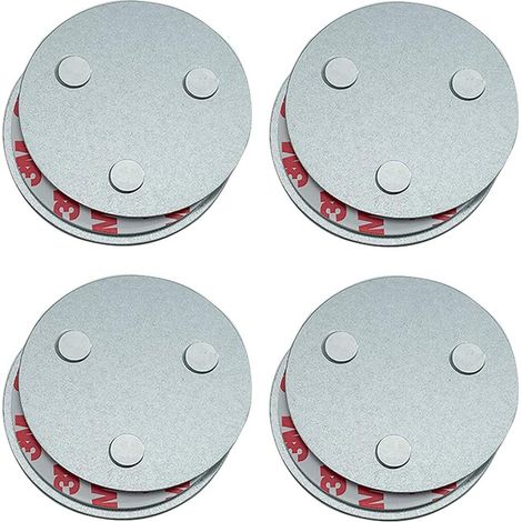 Support Magnétique - 4 Pièces - Acier - Fixation Rapide - Alarme Fumée Plafond - Sans Perçage (1/5)