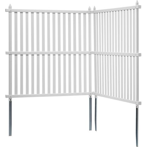 Mophorn 48" W x 48" H Vinyl Privacy Fence Panels, Outdoor Privacy Screens for Trash Cans, Air Conditioners, Pool Equipment (2 Panels)