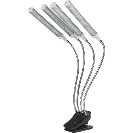 Lampe de culture LED 96 W avec écran LCD, 4 têtes orientables à 360°, couleur argentée, pour serre, prise 100-240 V. (1/5)