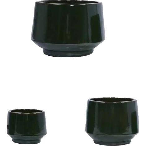 Ensemble de pots de fleurs en céramique, matériau durable, design polyvalent, Vert Antique + Ensemble (1/2)