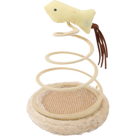 Juguete para gatos, bandeja plegable con resorte, base rascadora, 22 cm de alto, para interiores (1/5)