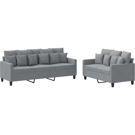 Maison Exclusive - Ensemble de canapés 2 pcs avec coussins Gris clair Tissu (1/5)