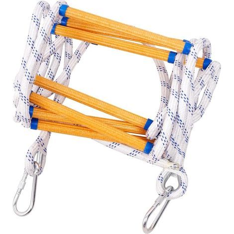 Échelle de Cordes d'évacuation, 10M Échelle de Secours de Sécurité avec 2 Crochets,pour la Maison de 3-4 Étages Fenêtre Balcon Balustrade,Ignifuge et Résistant Charge Jusqu'à 100kg (1/5)