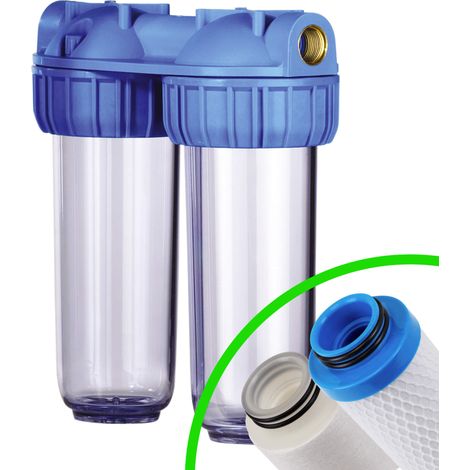 Atlas – Carter porte filtre 10'' Senior Duplex BX – Filtration eau – Raccord 3/4'' femelle – Cuves transparentes – Certifié ACS (1/4)