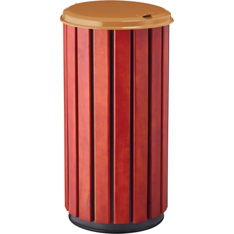 Corbeille à poser ou à fixer Zeno Protec - 80l - bois vernis / marron - RAL 8001 (1/4)