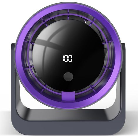 Ventilateur de bureau, 5 vitesses réglables et 100 étapes réglables sur mesure, affichage LED, rotation à 360°, fonctionnement silencieux, alimenté par batterie rechargeable par USB, ventilateur (1/5)