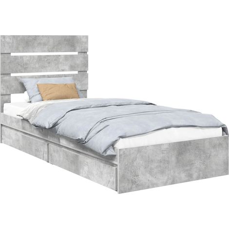 Aufbewahrungsbett Beton Grau 70 x 190 cm Holzwerkstoff vidaXL