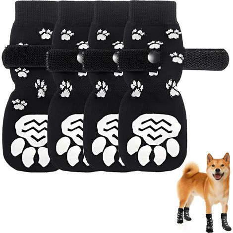 2 Paires chaussette chien, haussettes Antidérapantes pour Chien, Chaussette Chien, Réglables, Protège-Pattes pour Chien avec Double Face, Chaussettes Chien Chat pour Petits Chiens, Chats(S) (1/5)