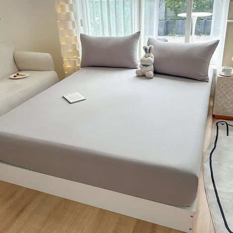 Sábana bajera ajustable de 180x200 cm - Sábana bajera ajustable extrasuave con bolsillos profundos - Solo sábana bajera ajustable - Sábana bajera ajustable elástica (Gris claro, 1 sábana bajera ajusta (1/5)