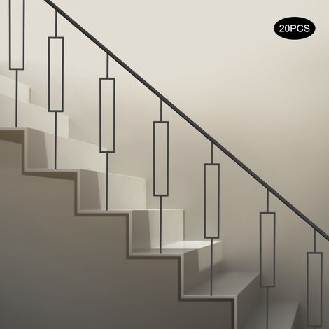 20er-Set rechteckige Geländerpfosten aus rohem Schmiedeeisen, 1,27 cm x 111,8 cm, hohle Metallpfosten, geeignet für Innentreppen und Terrassen (ohne Sockel) (1/5)