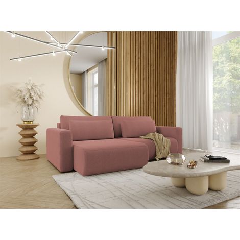 Ecksofa Sofa mit Schlaffunktion CHAIRA Stoff Curio Rose Ottomane Links (1/5)