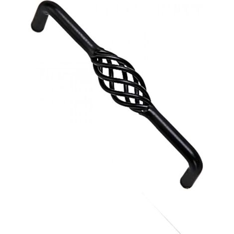 Gedrehter Möbelgriff für Vogelkäfig, 160 mm Mittenabstand (schwarz) (1/4)