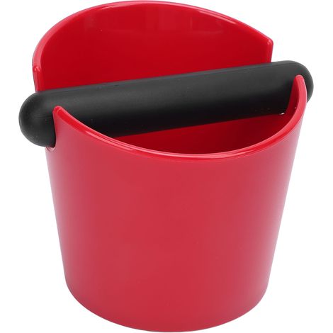 Boîte à marc de café anti-éclaboussures en plastique avec fond antidérapant et chaussette absorbante, avec barre de frappe, rouge (1/5)