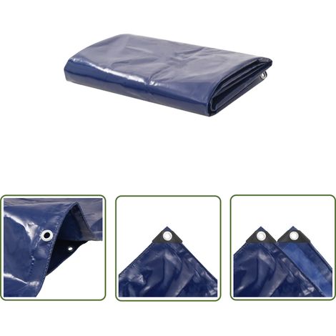 The Living Store Bâche 650 g / m² 3,5 x 5 m Bleu - Couverture Imperméable - Bâche De Protection - Bâche Extérieure - Bâche Résistante - Bâche Bleue (1/5)