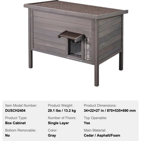 Maison pour chat d'extérieur étanche, en bois avec isolation en mousse tout autour, 35in (1/3)