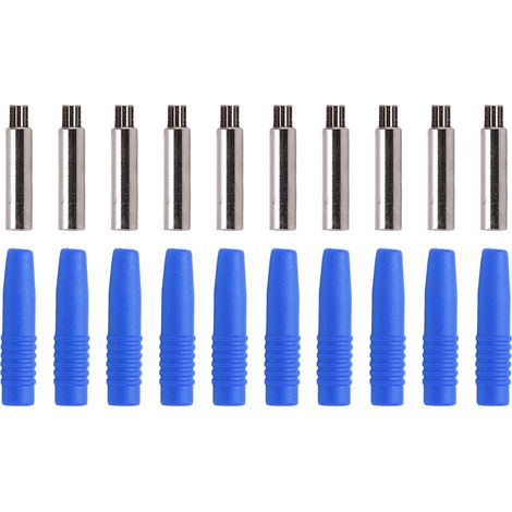 Lot de 10 coupleurs banane 2mm isolés avec gaine de protection pour équipements de test bleus (1/5)