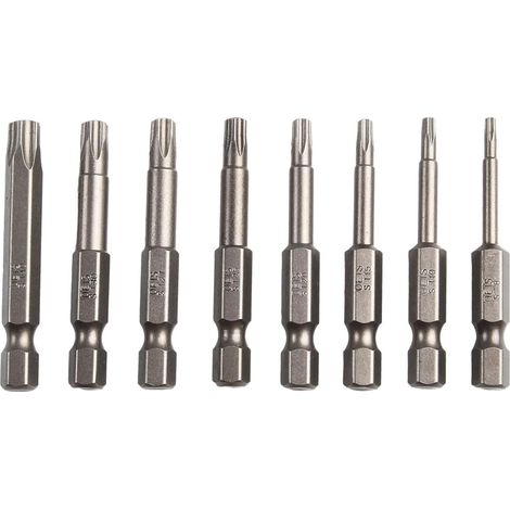8 embouts impact, T8-T40, 50mm, 1/4"/acier allié/sécurité (1/5)