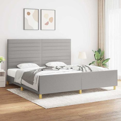 Cama sin colchón tela gris claro 200x200 cm (1/5)